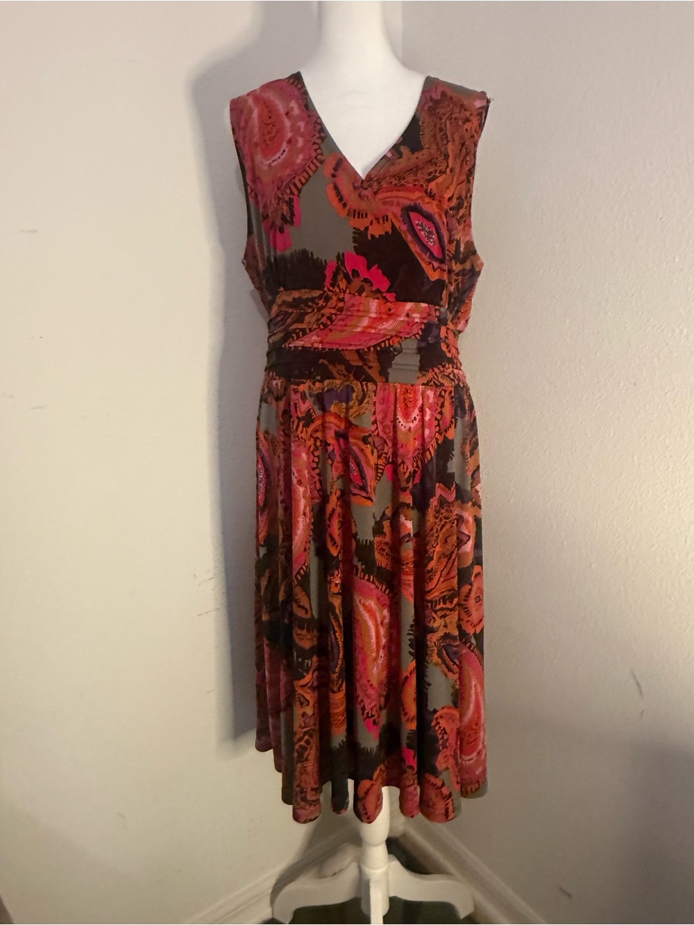 Fashion Bug Vintage Paisley Smocked Midi Dress XL